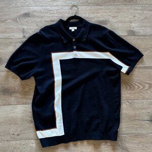 Reiss Men's Premium Textured Polo Navy Blue XXL (fits like XL) EUC $228